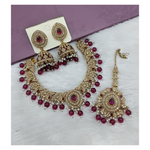 Joban Fashion Wine Stone Work Necklace Set