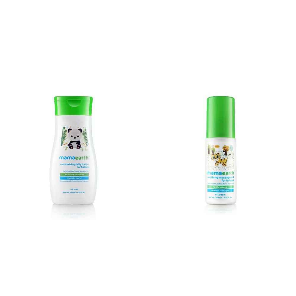 Mamaearth Daily Moisturizing Lotion &amp; Soothing Baby Massage Oil, With Sesame, Almond &amp; Jojoba Oil