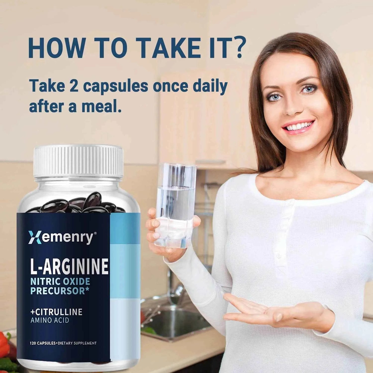 Roksy L-Arginine Nitric Oxide Supplement - 120 Capsules