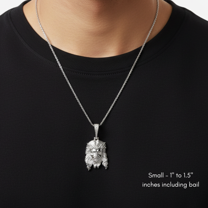 Moissanite Jesus Piece Head Pendant Moissanite Solid 925 Sterling Silver