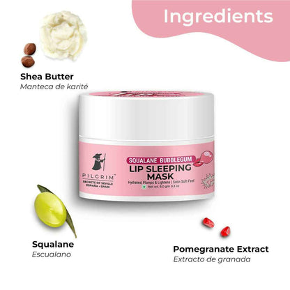 Pilgrim Spanish Lip Sleeping Mask (Bubblegum) with Shea Butter &amp; Pomegranate For Hydrated &amp; Soft Lips