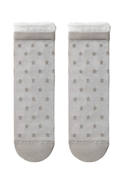 Conte Socks Classic - 491 Glossy Pattern and Decorative Transparent Mesh