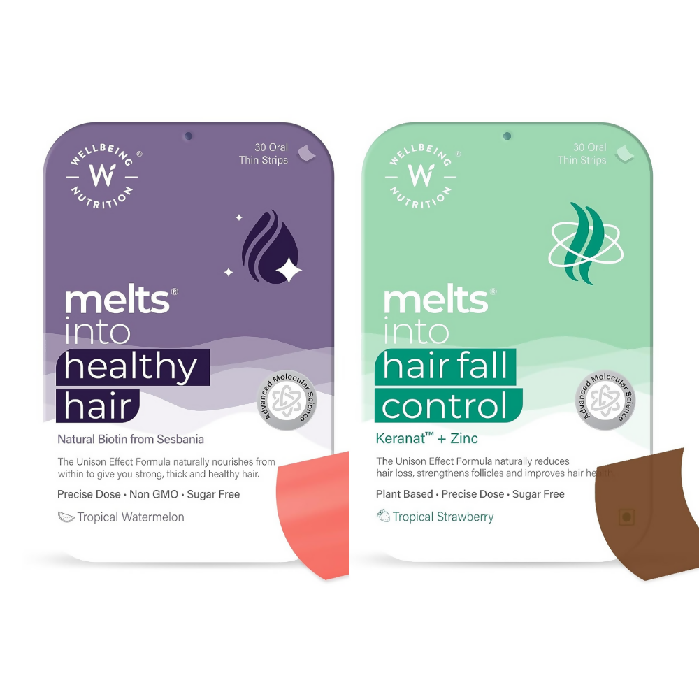 Wellbeing Nutrition Melts Healthy Hair &amp; Hair Fall Control Strips Combo