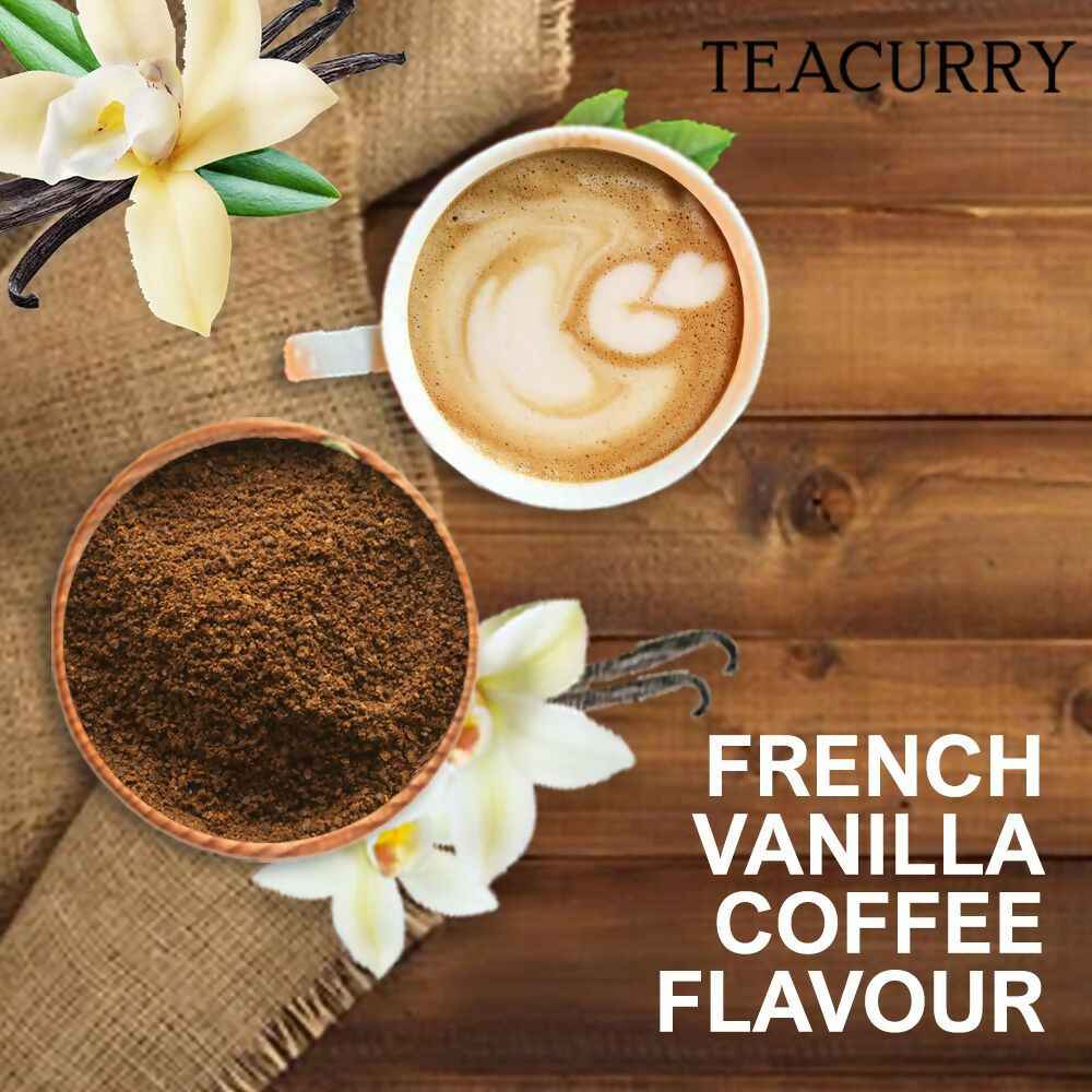 Teacurry French Vanilla Instant Coffee Powder - Arabica Freeze Dried Coffee for Instant Hot &amp; Cold Coffee