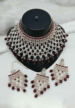 Joban Fashion Maroon Stone Work With Pearl Work Necklace Set