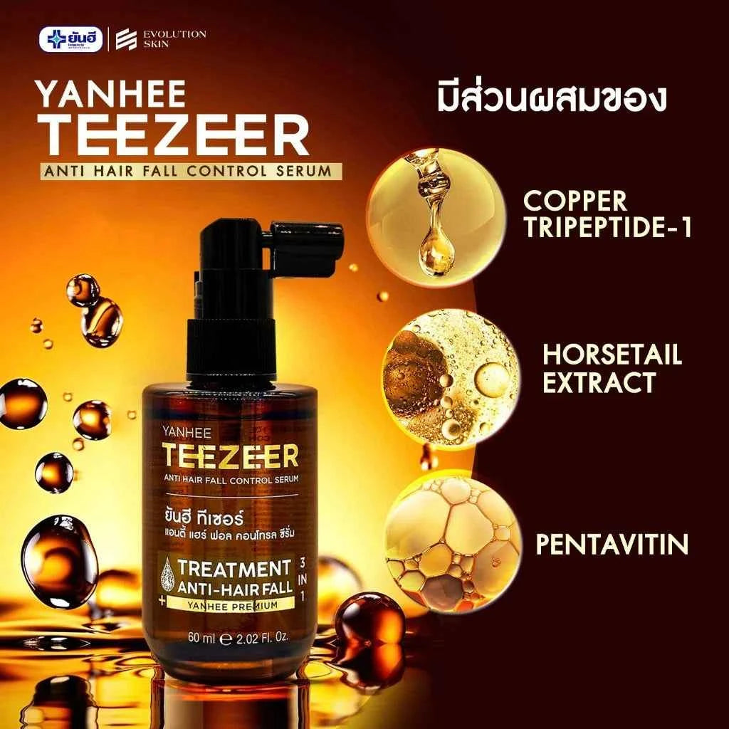 Yanhee Teezeer Hair Herbal Serum 60ml x2 - Reduce hair loss Nourishes Scalp care