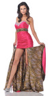 CLEARANCE - Cinderella Divine 7558 Strapless Fuchsia Leopard Print Dress (Size 10) by DiscountDressShop