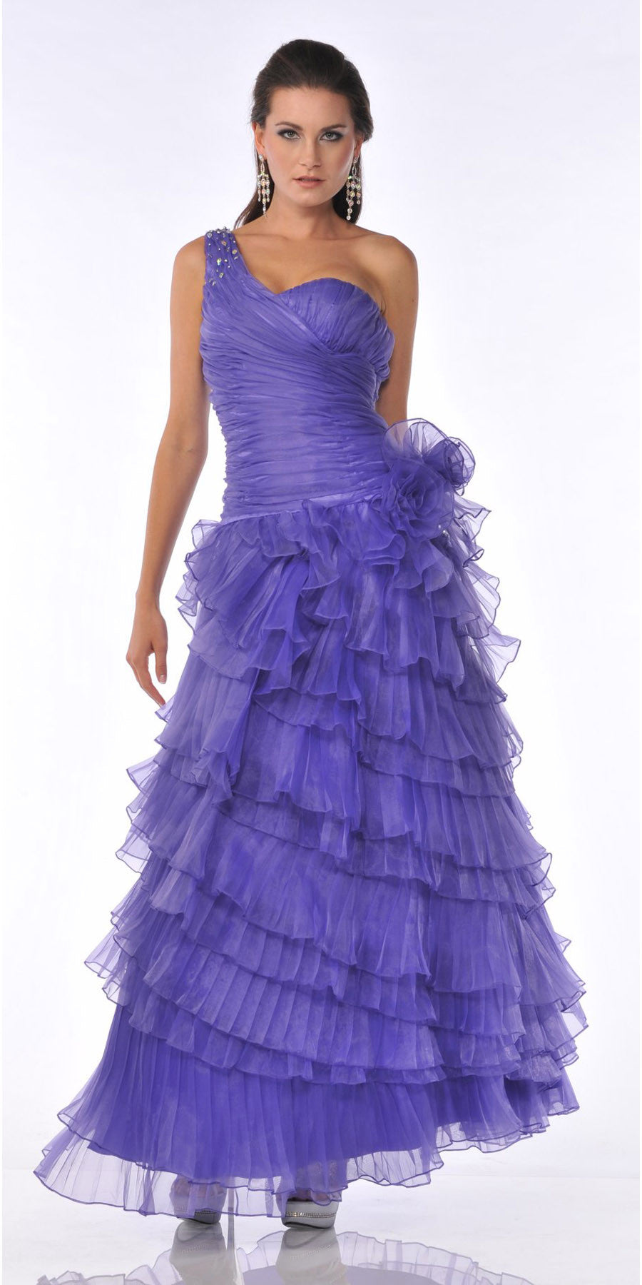 CLEARANCE - Cinderella Divine 1997 One Shoulder Strap Layered Dress (Size 12) by DiscountDressShop