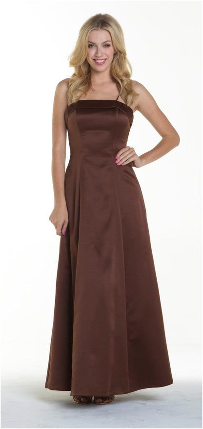 CLEARANCE - Bridesmaid Dress Poly Satin Spaghetti Strap A Line Gown (Size Small) by DiscountDressShop