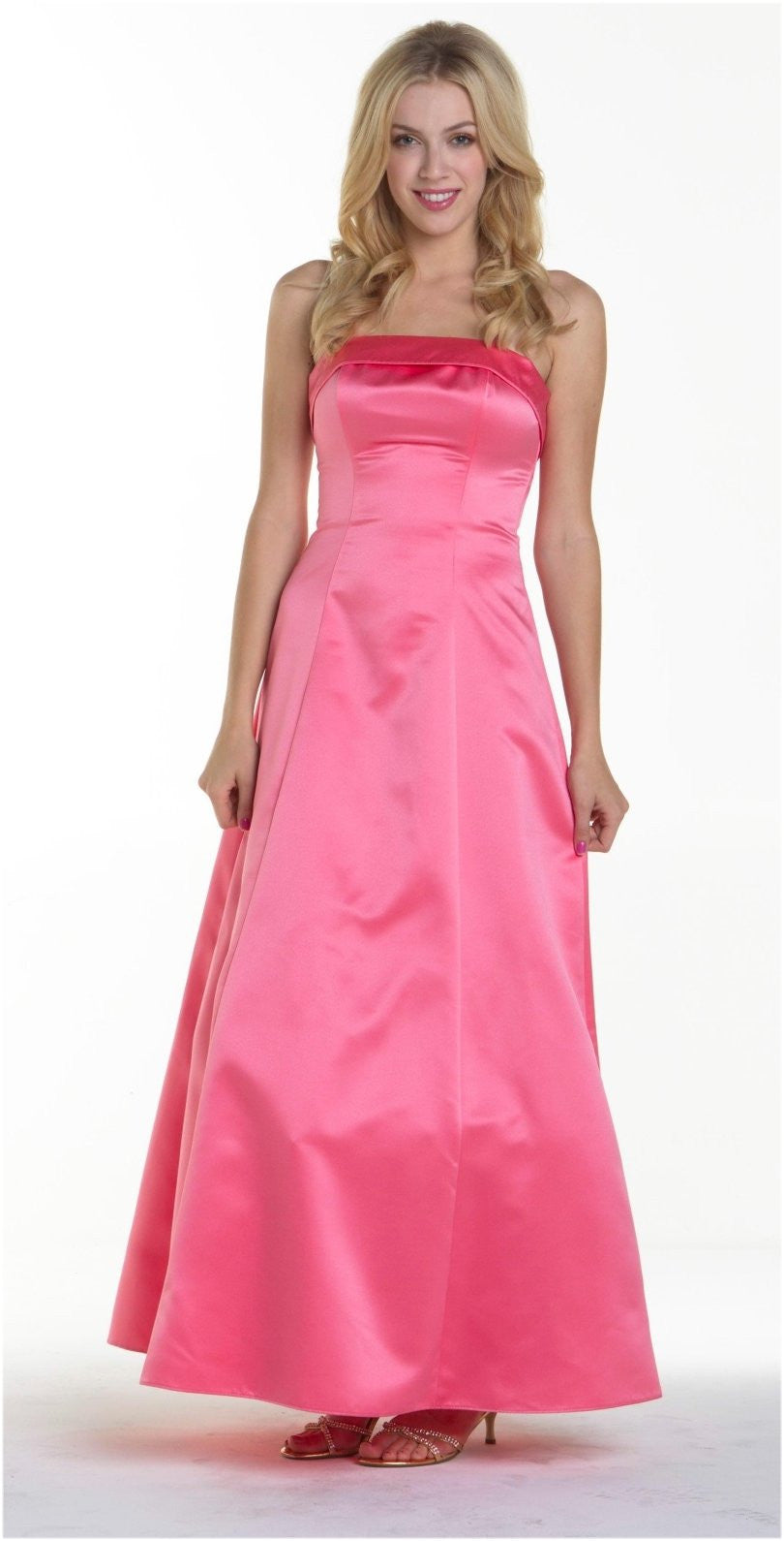 CLEARANCE - Bridesmaid Dress Poly Satin Spaghetti Strap A Line Gown (Size Small) by DiscountDressShop