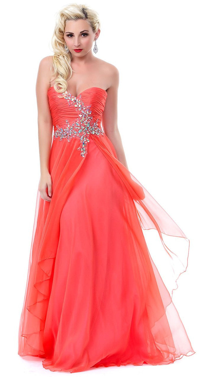 CLEARANCE - Cinderella Divine 7574 Strapless Prom Gown Double Layer Chiffon (Size 8) by DiscountDressShop
