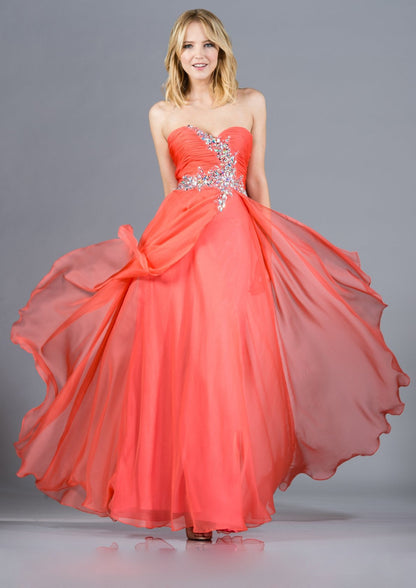CLEARANCE - Cinderella Divine 7574 Strapless Prom Gown Double Layer Chiffon (Size 8) by DiscountDressShop