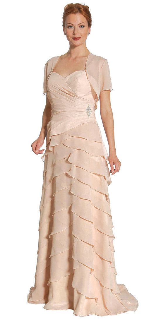 CLEARANCE - Juliet 1044 Spaghetti Strap Chiffon Formal Dress Multi Ruffle Hem (Size 4XL) by DiscountDressShop