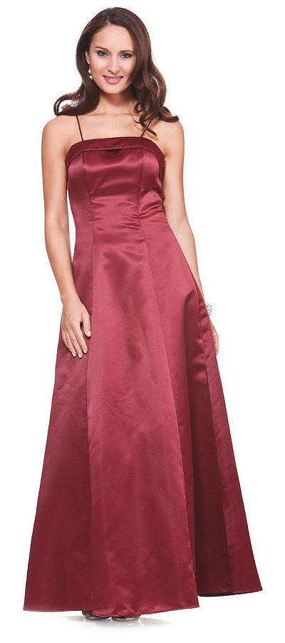 CLEARANCE - Bridesmaid Dress Poly Satin Spaghetti Strap A Line Gown (Size Small) by DiscountDressShop