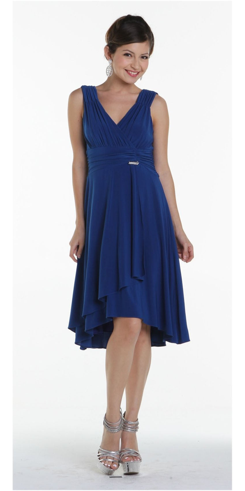 CLEARANCE - Royal Blue Dinner Cruise Evening Dress Knee Length (Size XL) by DiscountDressShop