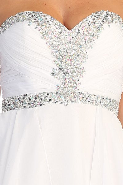 CLEARANCE - Celavie 3005s Short Coral A-Line Dress Sweetheart Rhinestone (Size S) by DiscountDressShop
