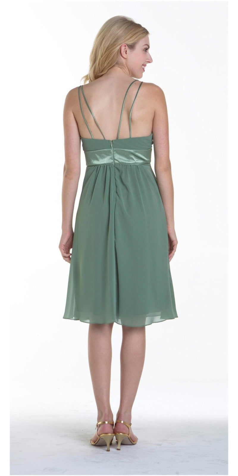 CLEARANCE - Knee Length Spaghetti Strap Chiffon Dress (Size Medium) by DiscountDressShop