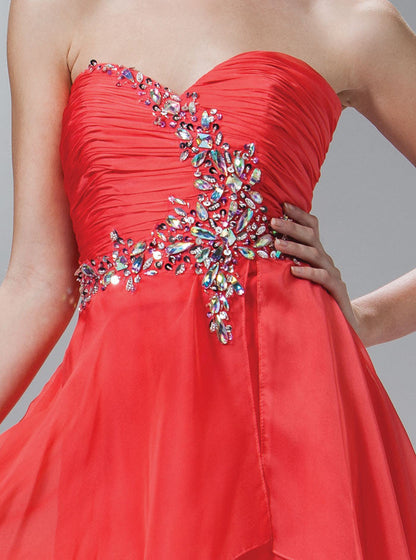 CLEARANCE - Cinderella Divine 788 Flared Strapless Embellished Short Dress (Size 8) by DiscountDressShop