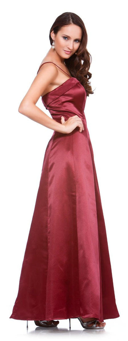 CLEARANCE - Bridesmaid Dress Poly Satin Spaghetti Strap A Line Gown (Size Small) by DiscountDressShop