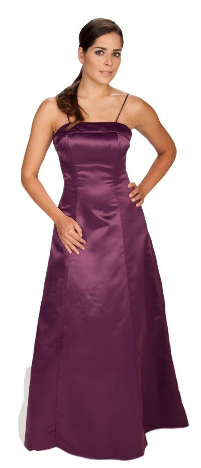 CLEARANCE - Bridesmaid Dress Poly Satin Spaghetti Strap A Line Gown (Size Small) by DiscountDressShop