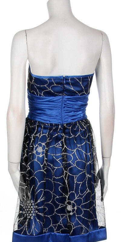 CLEARANCE - Juliet 2170 Knee Length Strapless Mesh Overlay Dress by DiscountDressShop