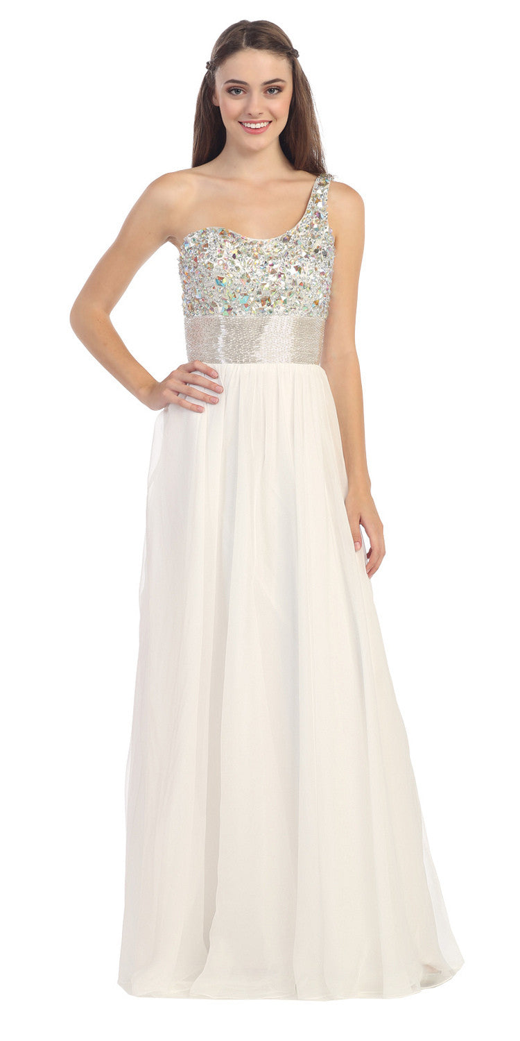 CLEARANCE - Eureka Fashion 2401 One Shoulder Corset A-Line Long Ball Gown (Size 2XL) by DiscountDressShop