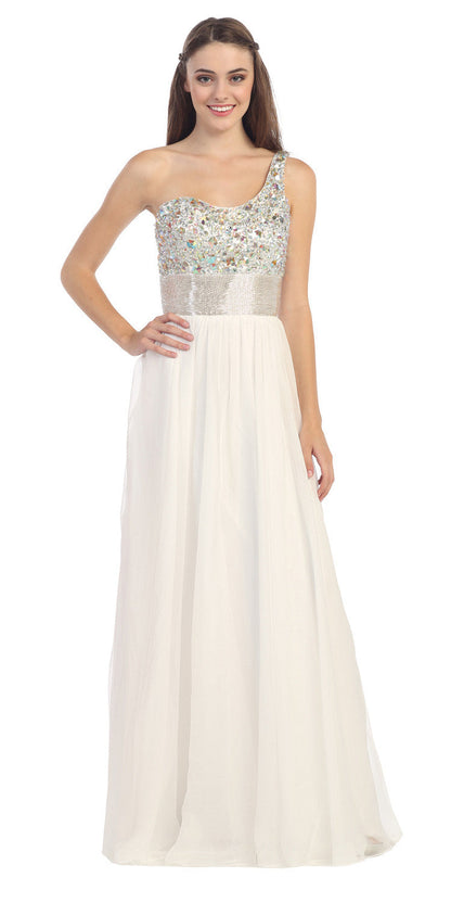 CLEARANCE - Eureka Fashion 2401 One Shoulder Corset A-Line Long Ball Gown (Size 2XL) by DiscountDressShop