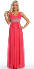 CLEARANCE - Celavie 7003 V-Neck Empire Dress Chiffon A-Line (Size S) by DiscountDressShop