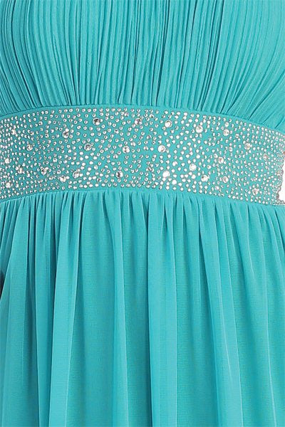 CLEARANCE - Celavie 2095L Long Black One Shoulder Gown Chiffon Empire (Size M) by DiscountDressShop