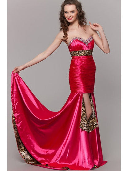 CLEARANCE - Cinderella Divine 7558 Strapless Fuchsia Leopard Print Dress (Size 10) by DiscountDressShop