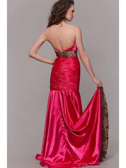 CLEARANCE - Cinderella Divine 7558 Strapless Fuchsia Leopard Print Dress (Size 10) by DiscountDressShop