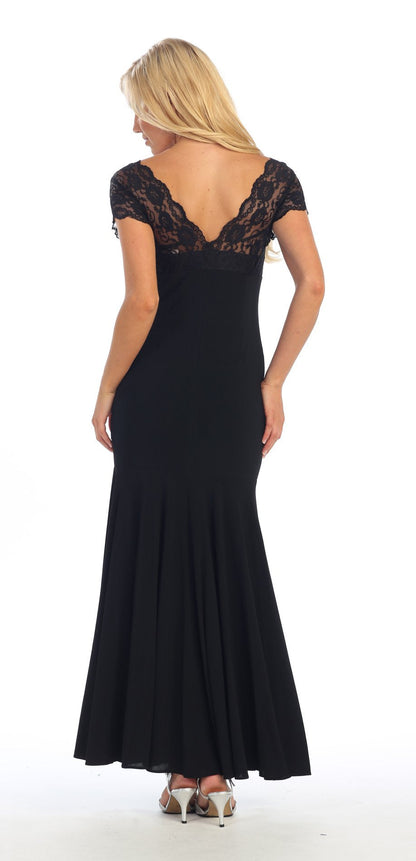 CLEARANCE - Celavie 2320L Dinner Party Tea Length Dress ITY Stretch Lace (Size 2XL) by DiscountDressShop