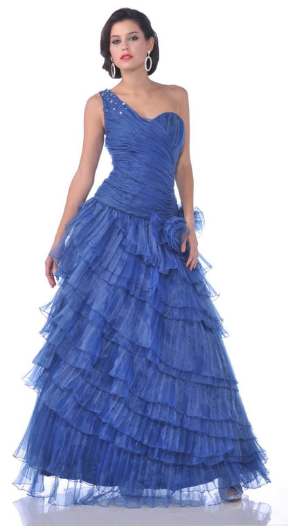 CLEARANCE - Cinderella Divine 1997 One Shoulder Strap Layered Dress (Size 12) by DiscountDressShop