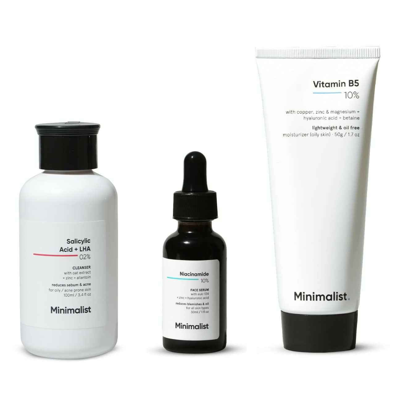 Minimalist Oily Skincare Kit For Women &amp; Men, Face Wash, Serum &amp; Moisturizer