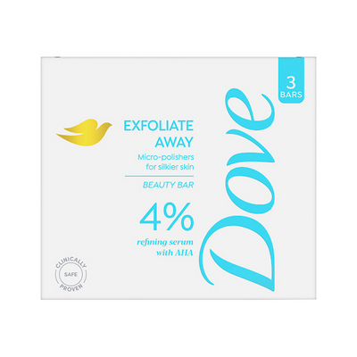 Dove Exfoliate Away Serum Beauty Bar with 4% Refining Serum + AHA