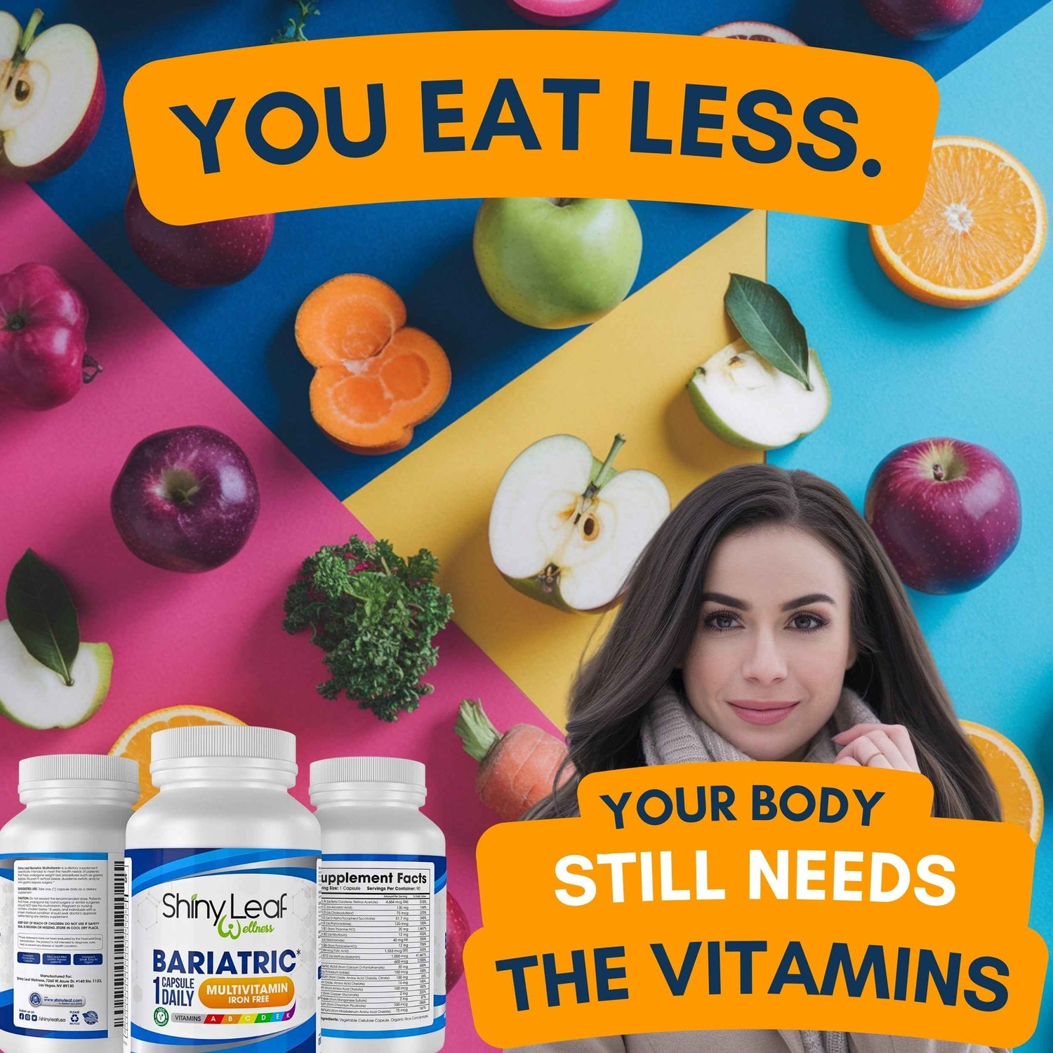 Bariatric Multivitamin Iron Free With DHT Pro Shampoo and Conditioner Hair Care Bundle