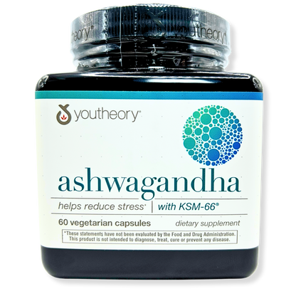 Youtheory Ashwagandha 1000mg – Stress Relief, Mood Support &amp; Natural Energy – 60 Capsules