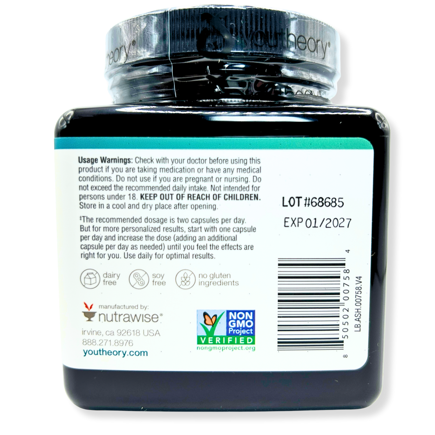 Youtheory Ashwagandha 1000mg – Stress Relief, Mood Support &amp; Natural Energy – 60 Capsules