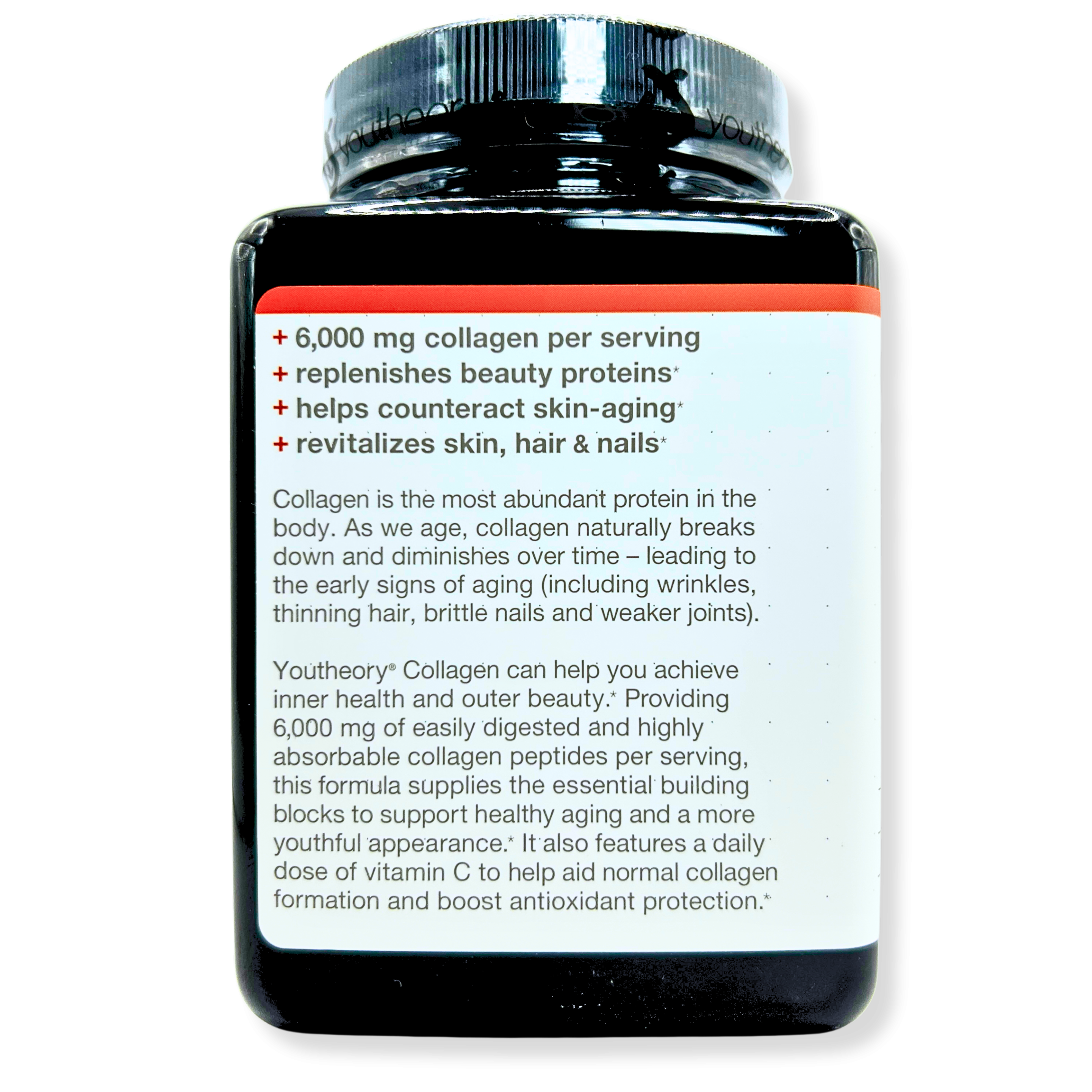 Youtheory Collagen 6000mg with Vitamin C – Hair, Skin &amp; Nail Support – 290 Tabs