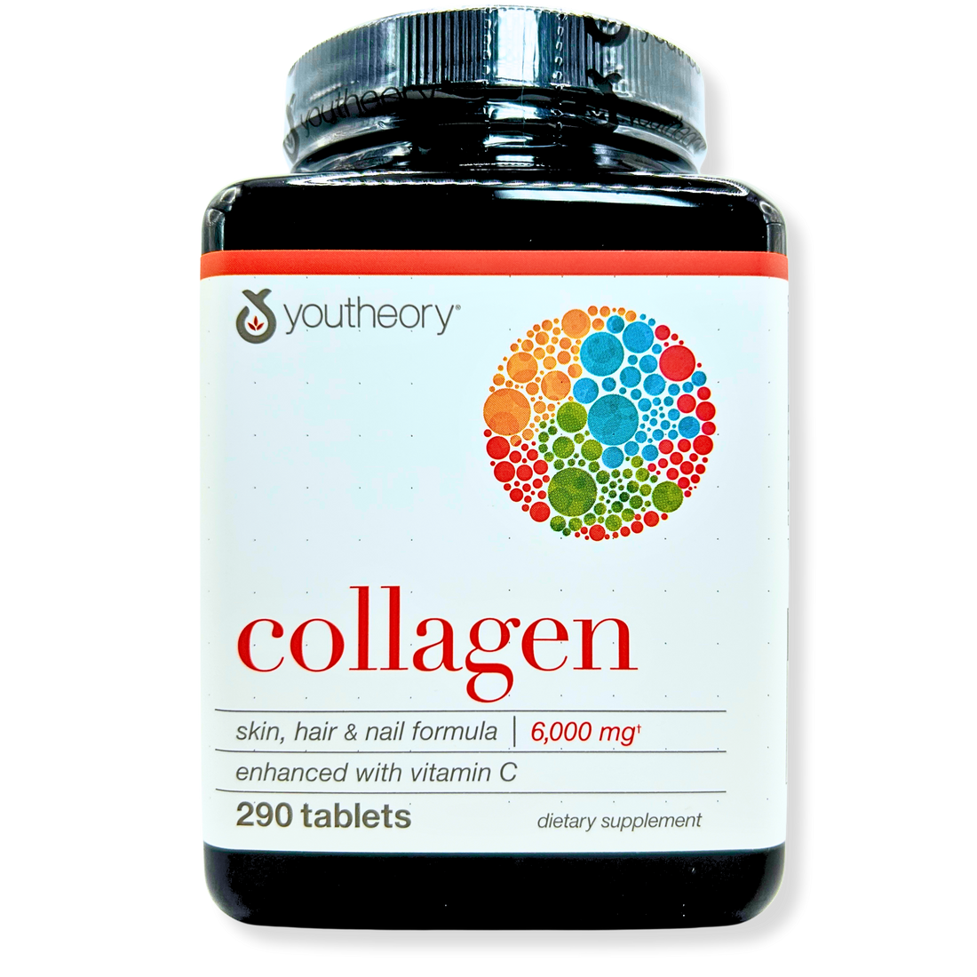 Youtheory Collagen 6000mg with Vitamin C – Hair, Skin &amp; Nail Support – 290 Tabs