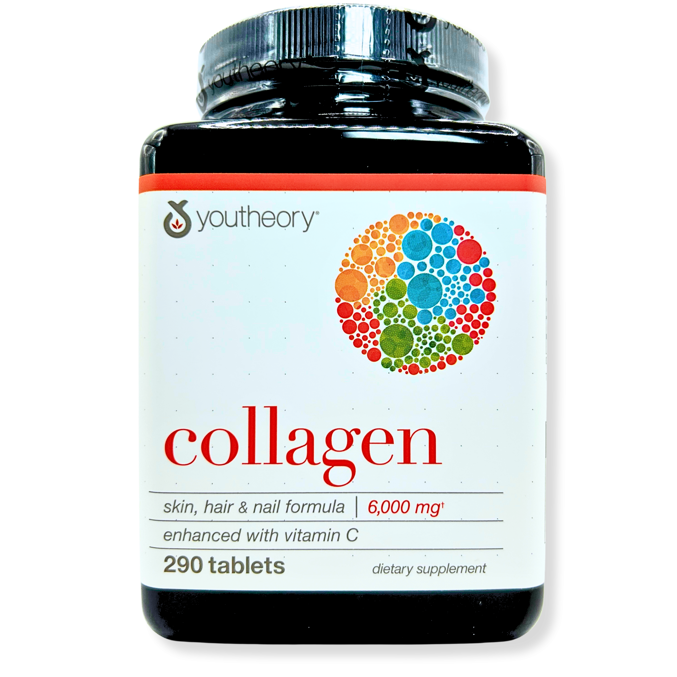 Youtheory Collagen 6000mg with Vitamin C – Hair, Skin &amp; Nail Support – 290 Tabs