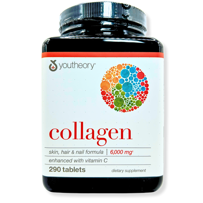Youtheory Collagen 6000mg with Vitamin C – Hair, Skin &amp; Nail Support – 290 Tabs