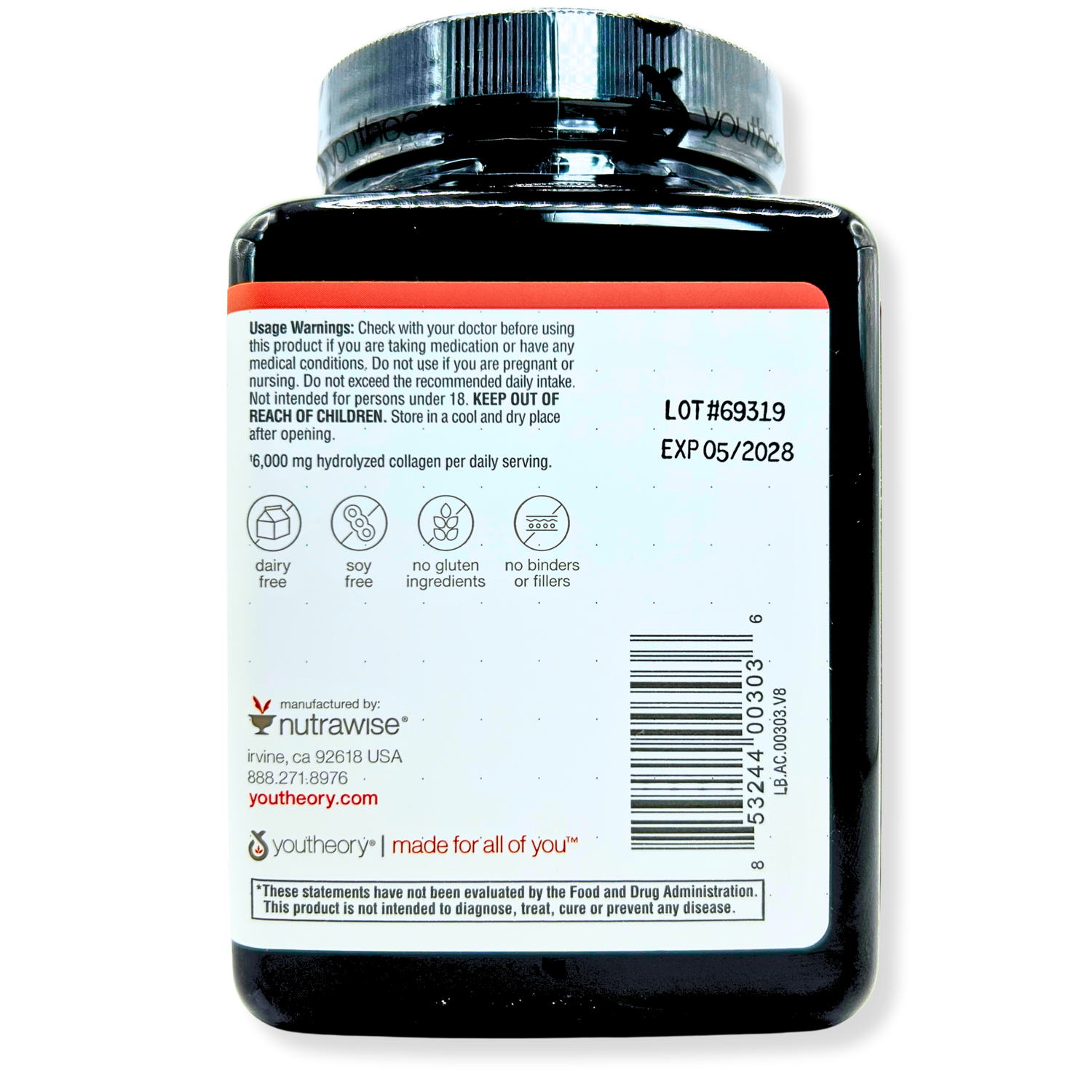 Youtheory Collagen 6000mg with Vitamin C – Hair, Skin &amp; Nail Support – 290 Tabs