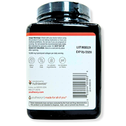 Youtheory Collagen 6000mg with Vitamin C – Hair, Skin &amp; Nail Support – 290 Tabs