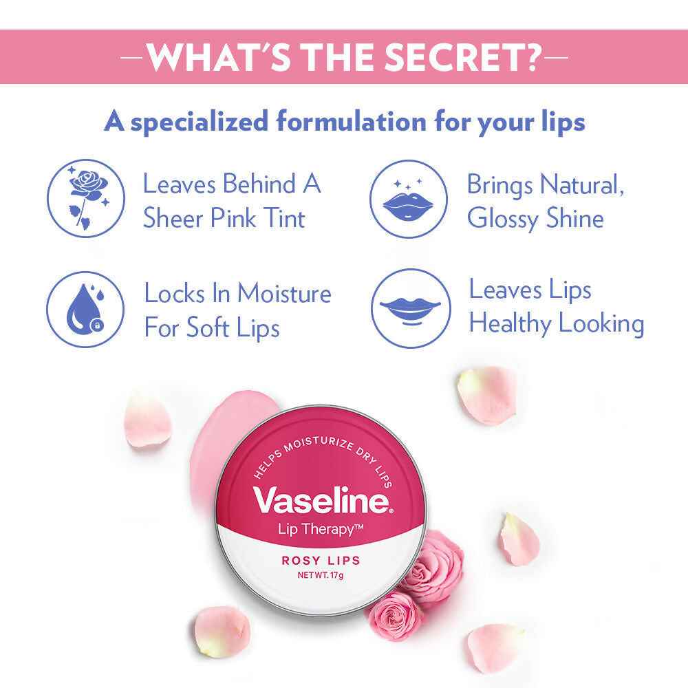 Vaseline Deep Moisture Lotion With Rosy Lip Tin For Moisturized Skin &amp; Sheer Pink Tint