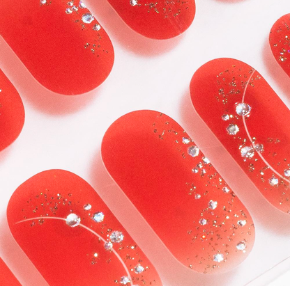Red Shimmer Gel Nails by Candied Nails
