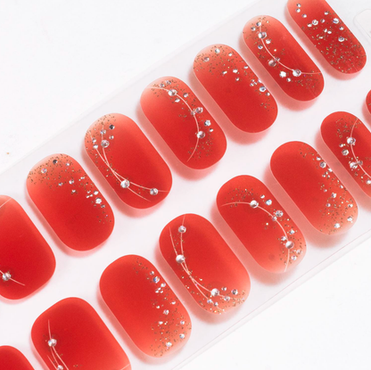 Red Shimmer Gel Nails by Candied Nails