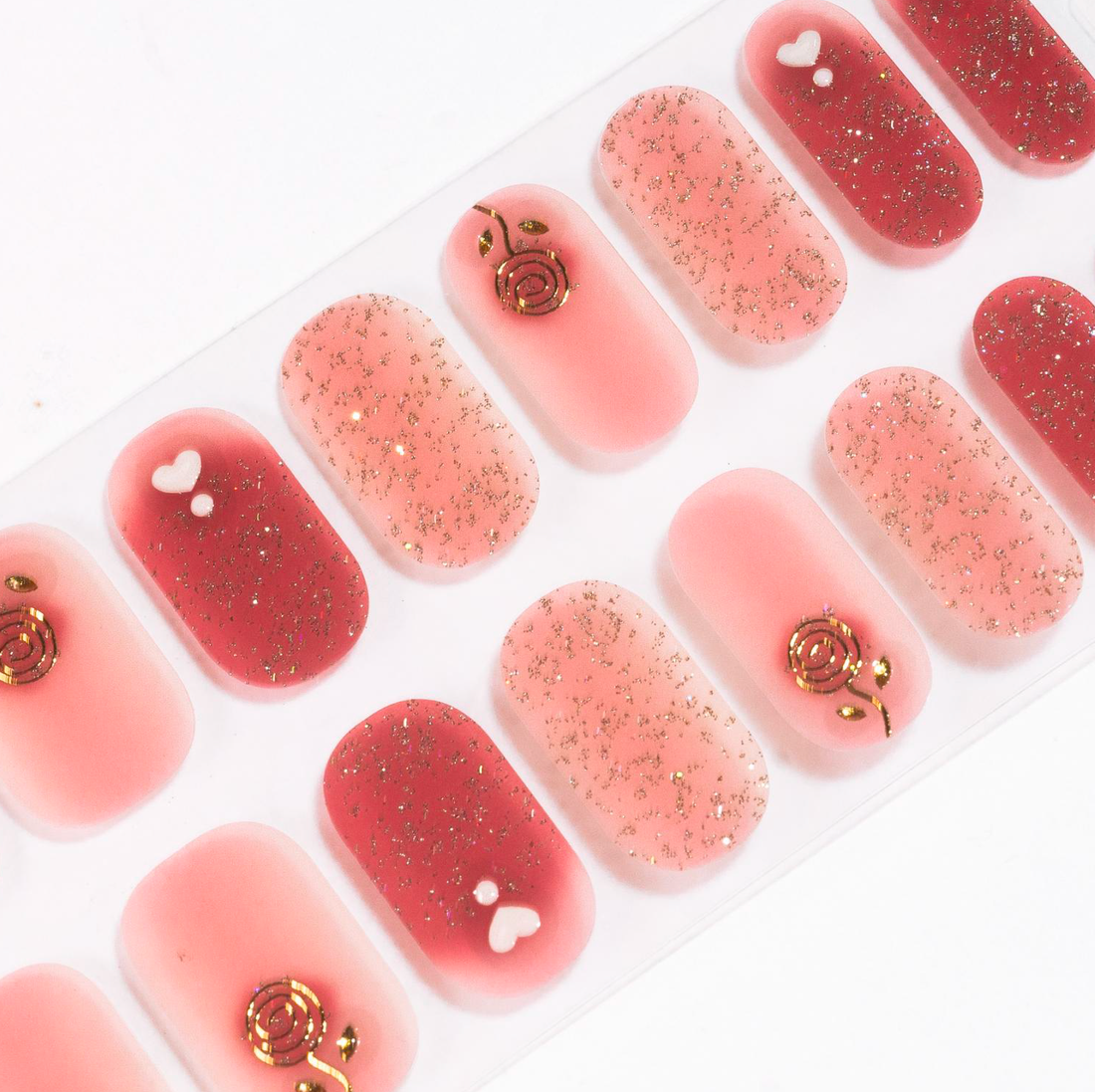 Heart Rose Gel Nails by Candied Nails