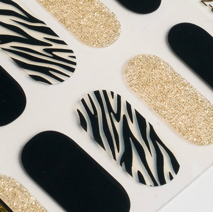 Stripes and Gold Gel Nails