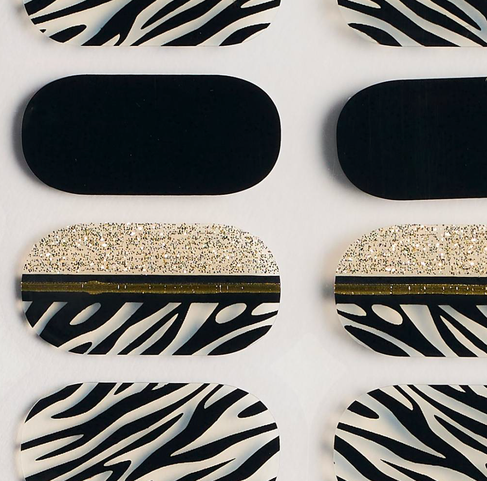 Stripes and Gold Gel Nails